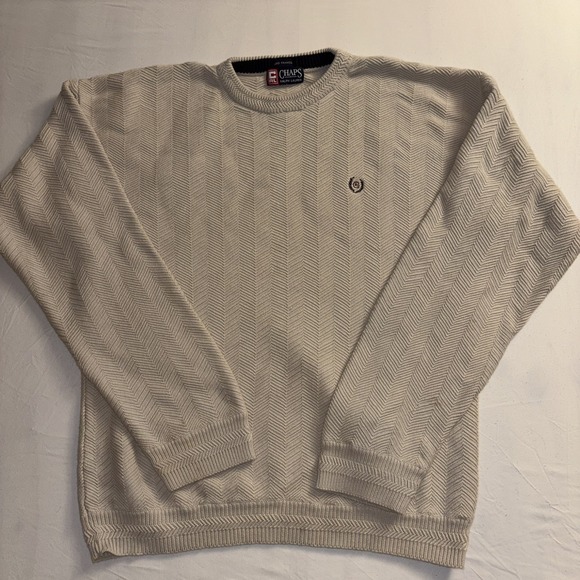 Ralph Lauren Other - Vintage Chaps Ralph Lauren Sweater Men XL Beige Cream Herringbone Knit Crewneck